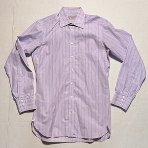 TURNBULL‎ & ASSER Men's Purple Striped Button Down Dress Shirt Cotton SZ 15 38cm